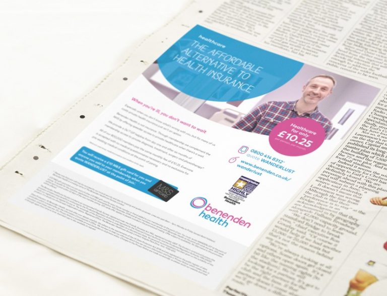 Press ad for Benenden Health featuring male patient
