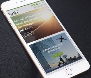 Mobile screenshot of healix.com home page as part of website design and build