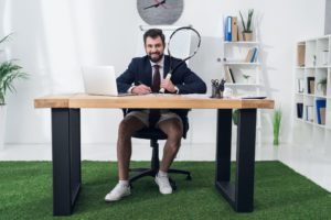 tennis player at a desk