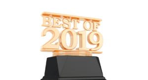 Golden Award, best of 2019 concept. 3D rendering isolated on white background