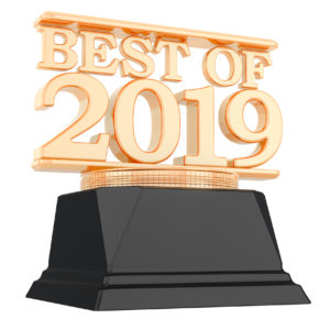 Golden Award, best of 2019 concept. 3D rendering isolated on white background