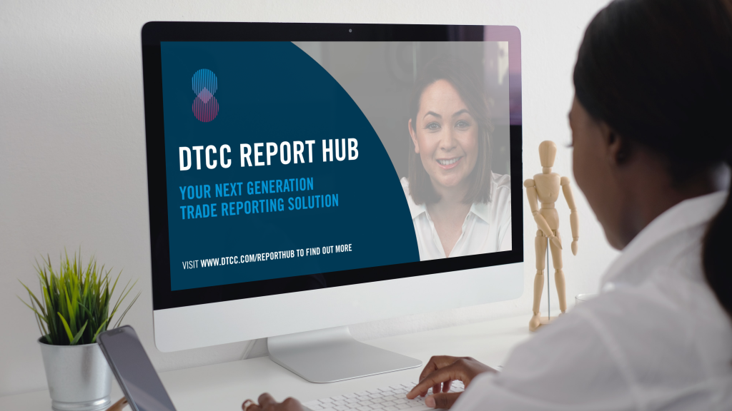 A desktop showing a DTCC Report Hub Video (Creative by Moreish Marketing)