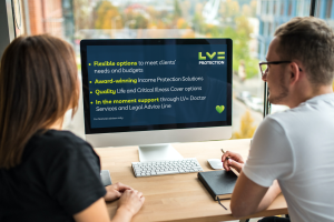 A desktop showing the LV= Protection Matchmaker by Moreish Marketing