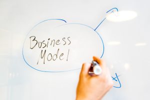 business model written on a whiteboard