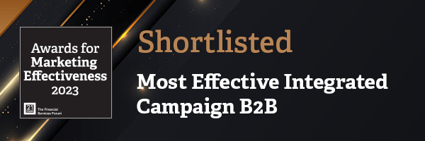 Moreish Marketing Shortlist Badge for Most Effective Integrated Campaign B2B at the Financial Services Forum 2023