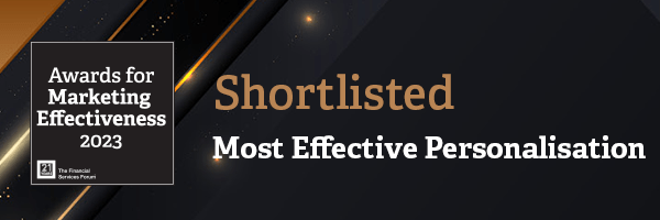 Moreish Marketing Shortlist Badge for Most Effective Personalisation at the Financial Services Forum 2023