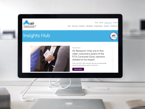 A desktop showing the Air Insights Hub Landing Page by Moreish Marketing
