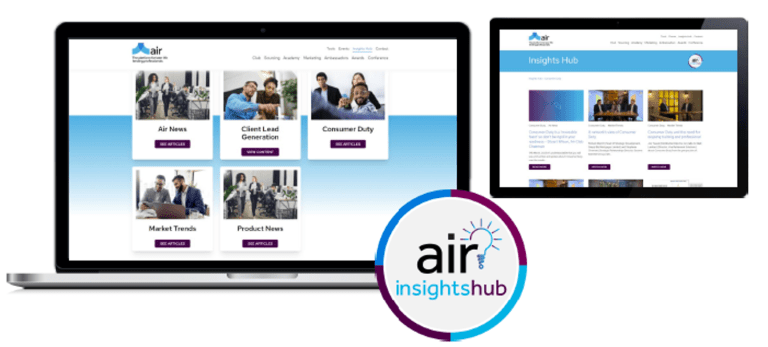 Mockups of the Air White Label Insights Hub by Moreish Marketing