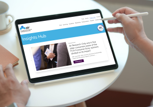 A tablet showing the Air Insights Hub Landing Page by Moreish Marketing