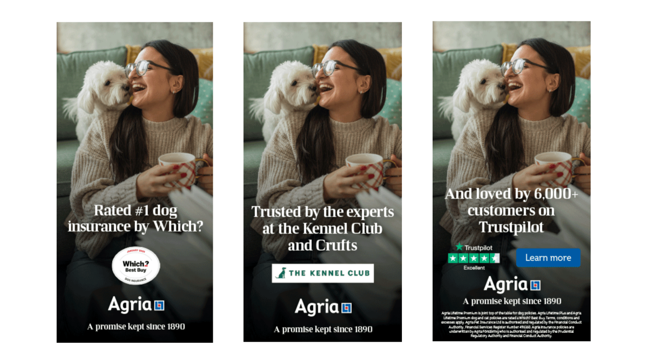 Agria pet cover banners - dog and owner