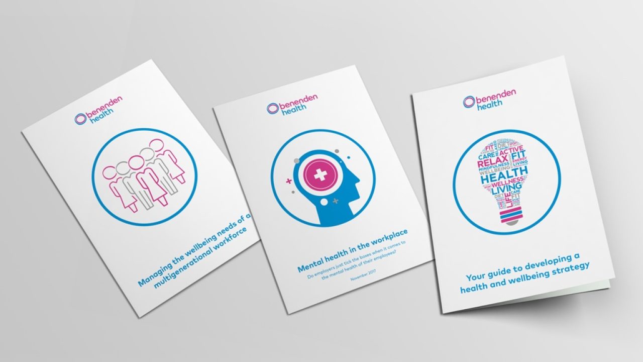 3 cover images of benenden health white paper content as part of their content strategy