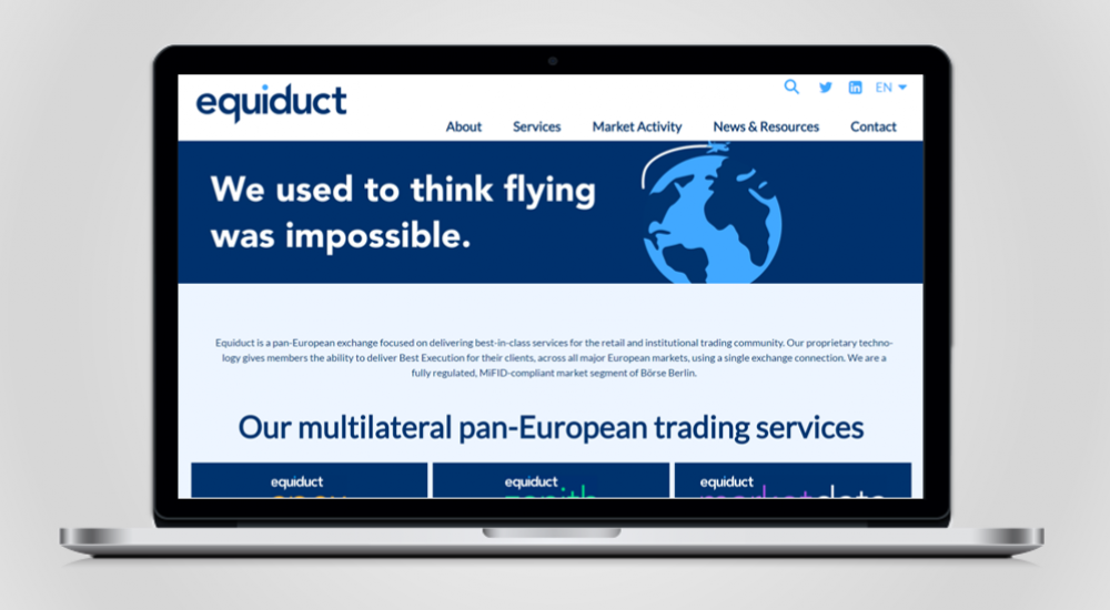 Equiduct website redesign on screen