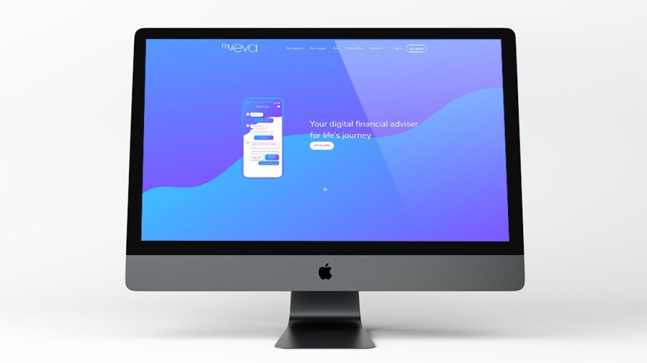 website screenshot of MyEva financial app design and creation